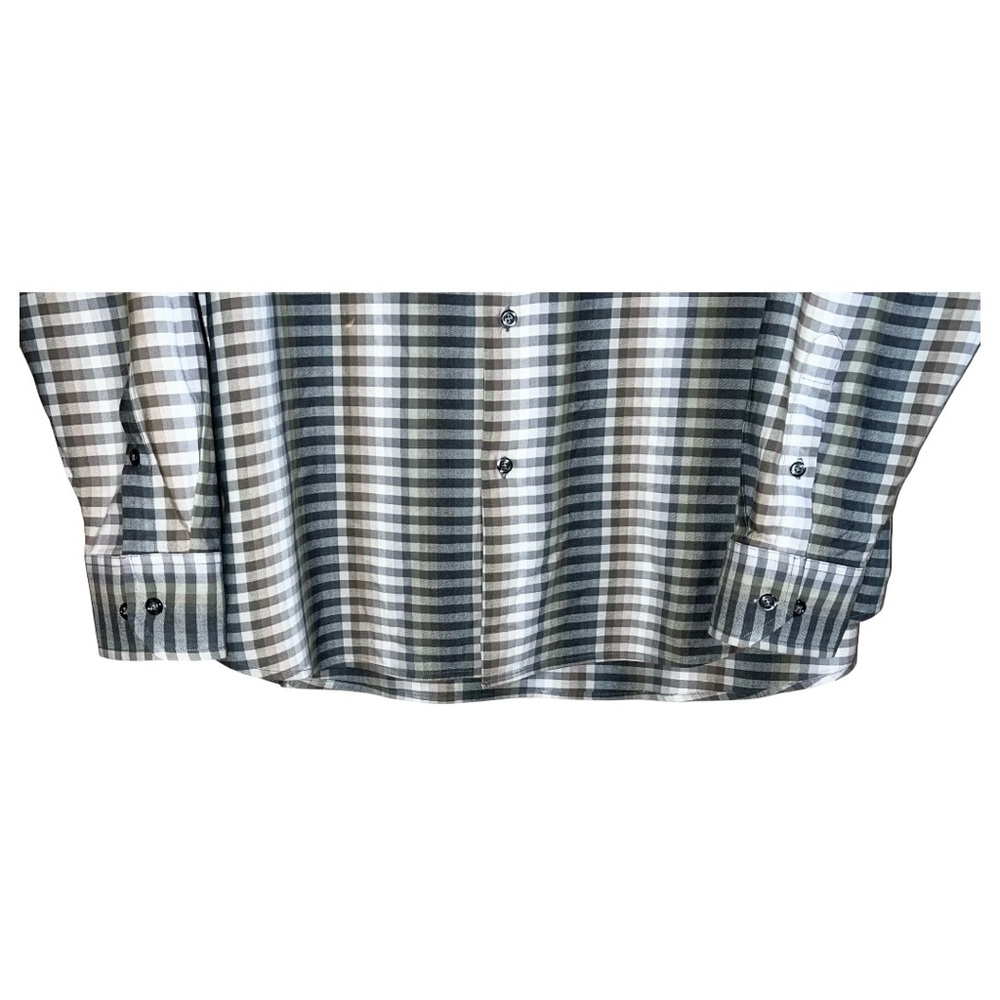 Tommy Bahama Shirt Men’s Size XLT Grey Green White Checks Button Front - Picture 5 of 6